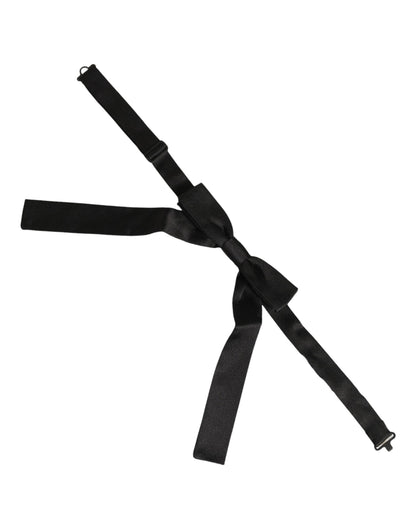 Dolce & Gabbana Men Black 100% SIlk Adjustable Neck Papillon Bow Tie