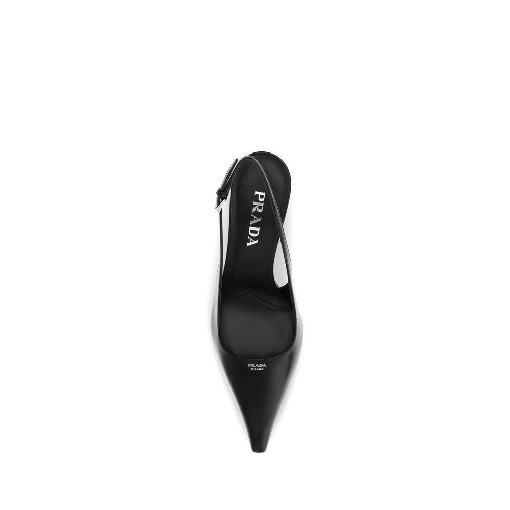 Escarpins Prada en cuir de veau noir Bos Taurus à talon haut
