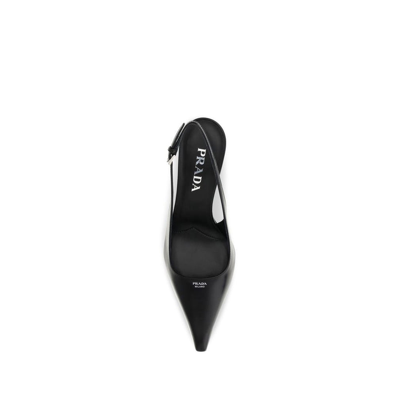 Escarpins Prada en cuir de veau noir Bos Taurus à talon haut