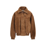 Blouson bomber Magda Butrym en cuir suédé marron