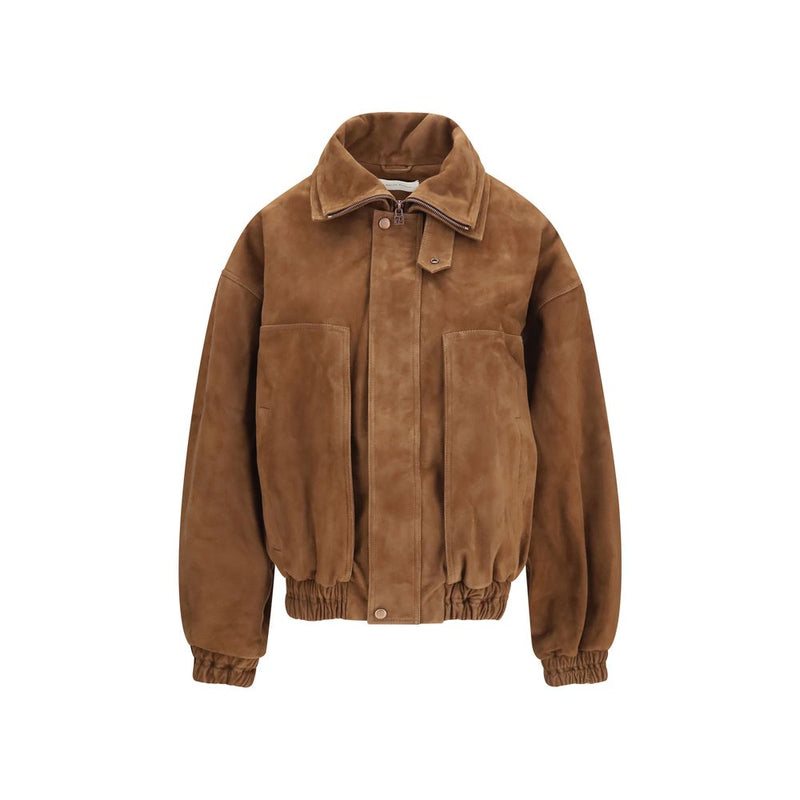 Blouson bomber Magda Butrym en cuir suédé marron