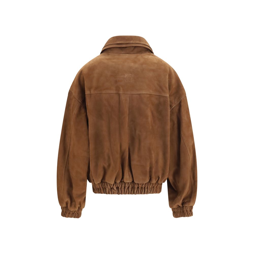 Blouson bomber Magda Butrym en cuir suédé marron