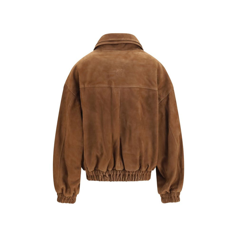 Blouson bomber Magda Butrym en cuir suédé marron