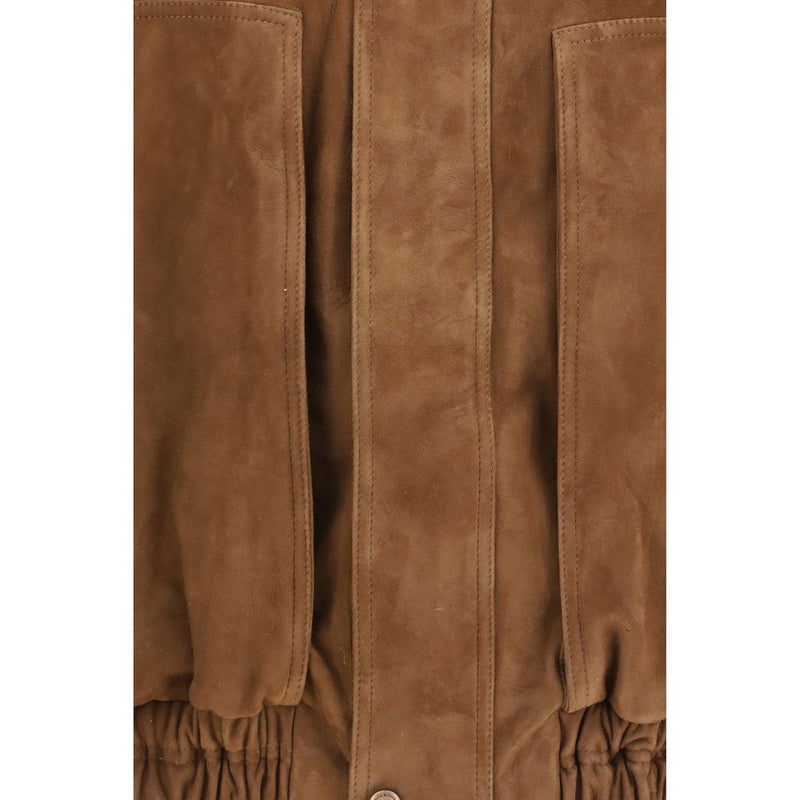 Blouson bomber Magda Butrym en cuir suédé marron