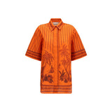 Alemais Orange Cotton Pattern Shirt