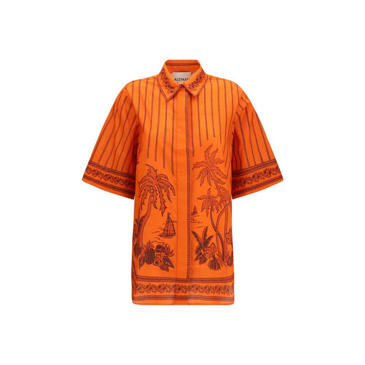 Chemise à motifs en coton orange Alemais