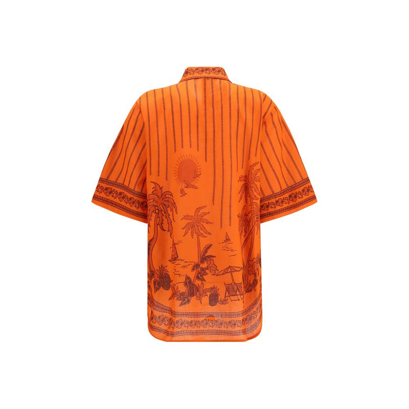 Chemise à motifs en coton orange Alemais