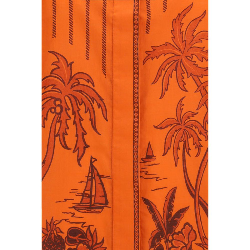 Chemise à motifs en coton orange Alemais