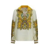 Chemise à motifs en lin beige Alemais