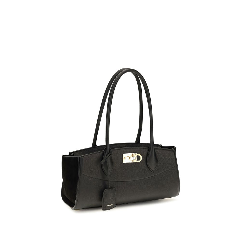 Sac bandoulière Ferragamo Bos Taurus en cuir de veau noir