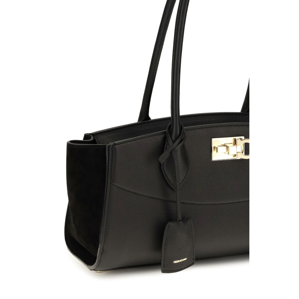 Sac bandoulière Ferragamo Bos Taurus en cuir de veau noir