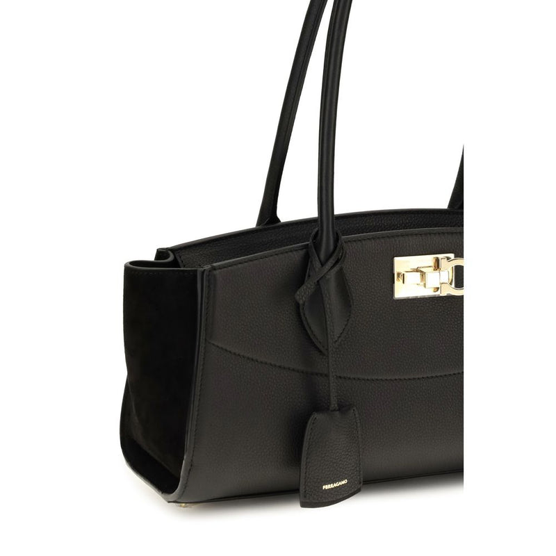 Sac bandoulière Ferragamo Bos Taurus en cuir de veau noir