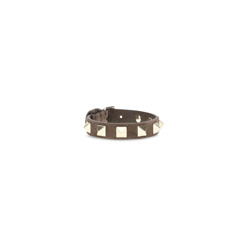 Bracelet Valentino Garavani Bos Taurus en cuir de veau marron