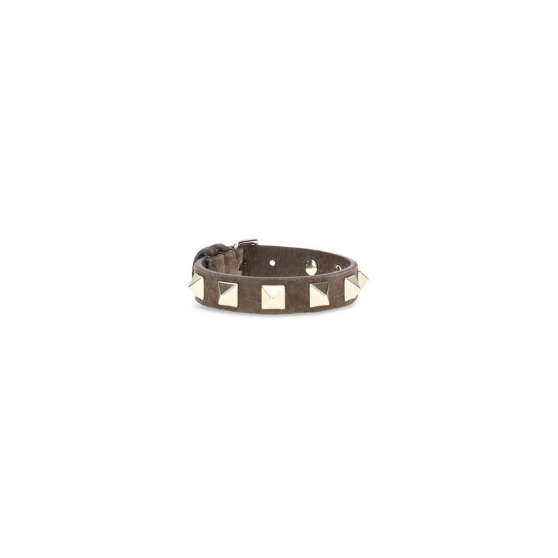 Bracelet Valentino Garavani Bos Taurus en cuir de veau marron