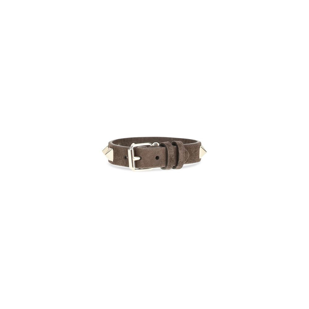 Bracelet Valentino Garavani Bos Taurus en cuir de veau marron