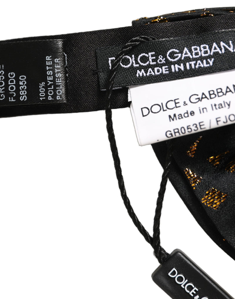 Nœud papillon Dolce & Gabbana noir avec motif tacheté doré, réglable