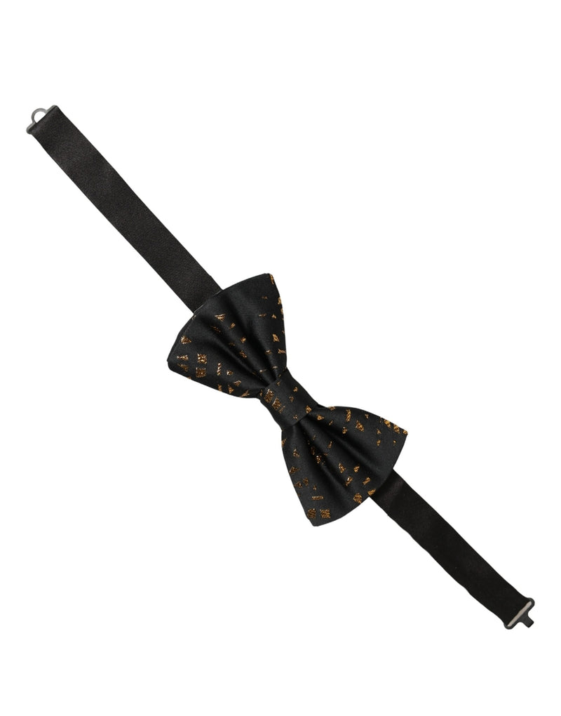 Nœud papillon Dolce & Gabbana noir avec motif tacheté doré, réglable