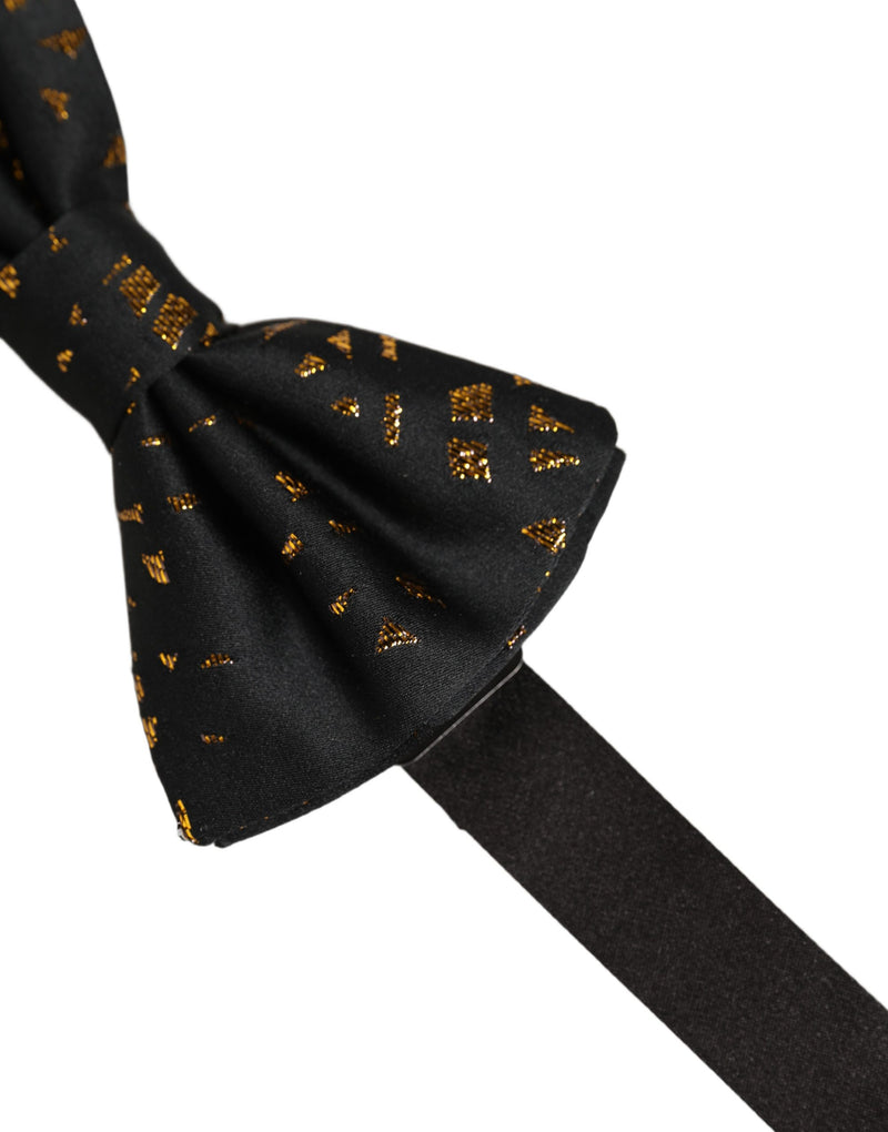 Nœud papillon Dolce & Gabbana noir avec motif tacheté doré, réglable