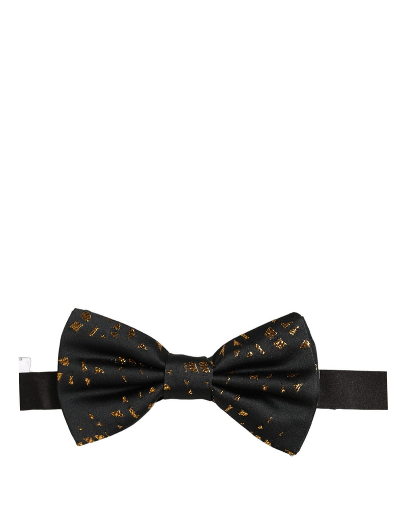 Nœud papillon Dolce & Gabbana noir avec motif tacheté doré, réglable