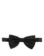 Dolce & Gabbana Men Black Silk Brocade Adjustable Neck Papillon Bow Tie