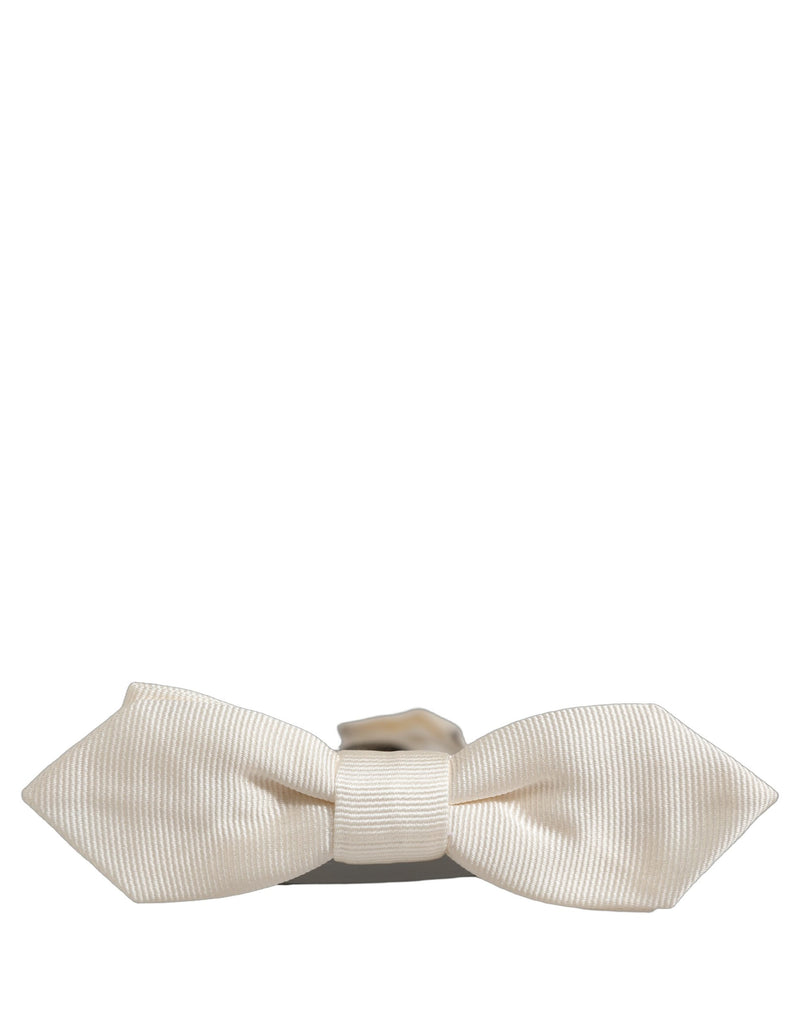 Nœud papillon Dolce & Gabbana pour homme, blanc, 100 % soie, tour de cou réglable