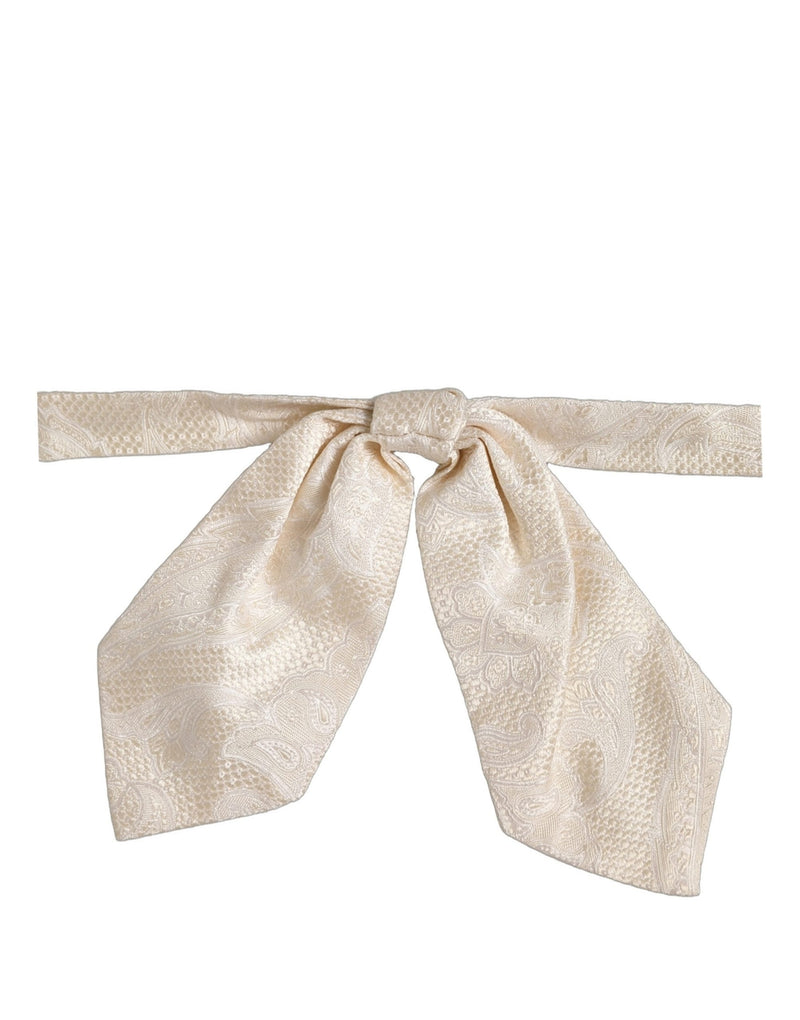 Nœud Papillon Réglable en Soie Ivoire à Motif Cachemire Dolce & Gabbana pour Homme