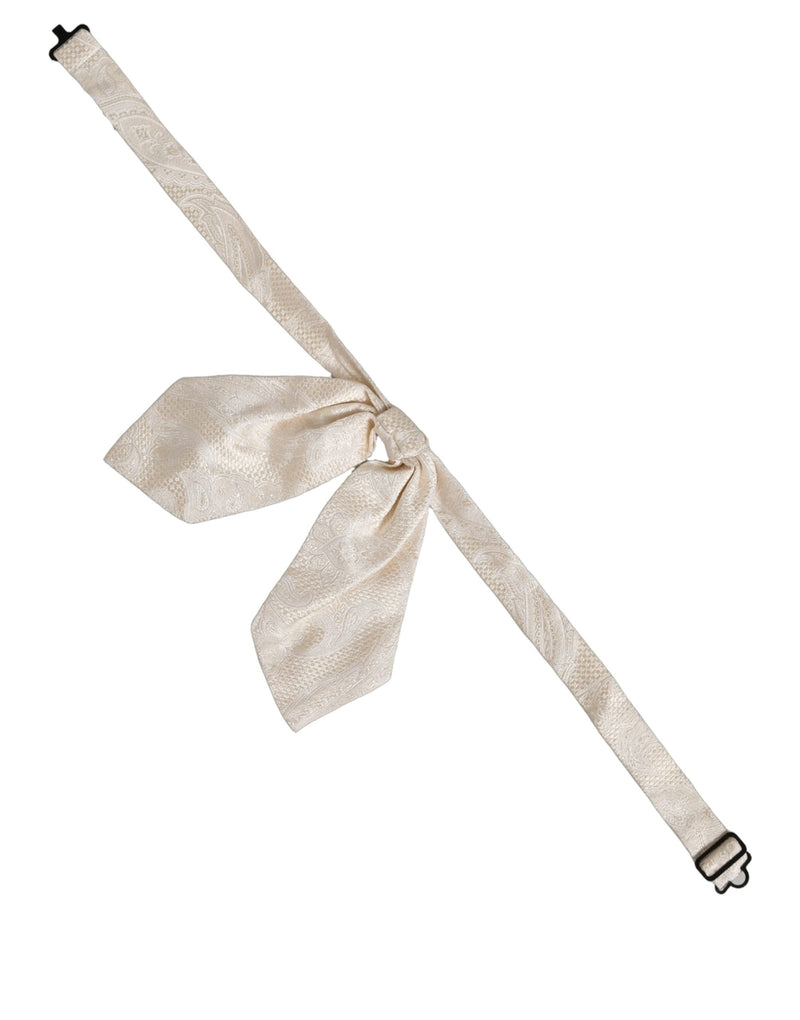 Nœud Papillon Réglable en Soie Ivoire à Motif Cachemire Dolce & Gabbana pour Homme