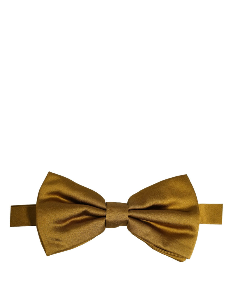 Dolce & Gabbana Men Mustard 100% Silk Adjustable Neck Papillon Bow Tie