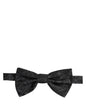 Dolce & Gabbana Men Black Paisley SIlk Adjustable Neck Papillon Bow Tie