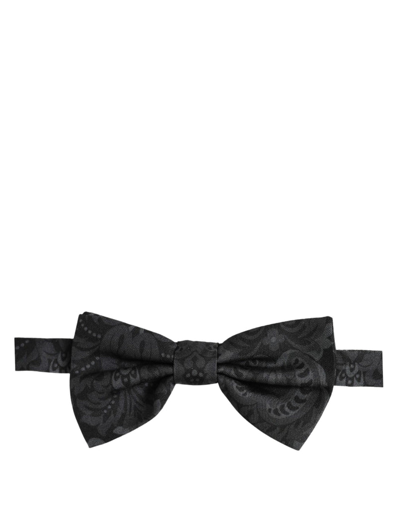 Dolce & Gabbana Homme Papillon Ajustable en Soie Noire à Motif Paisley