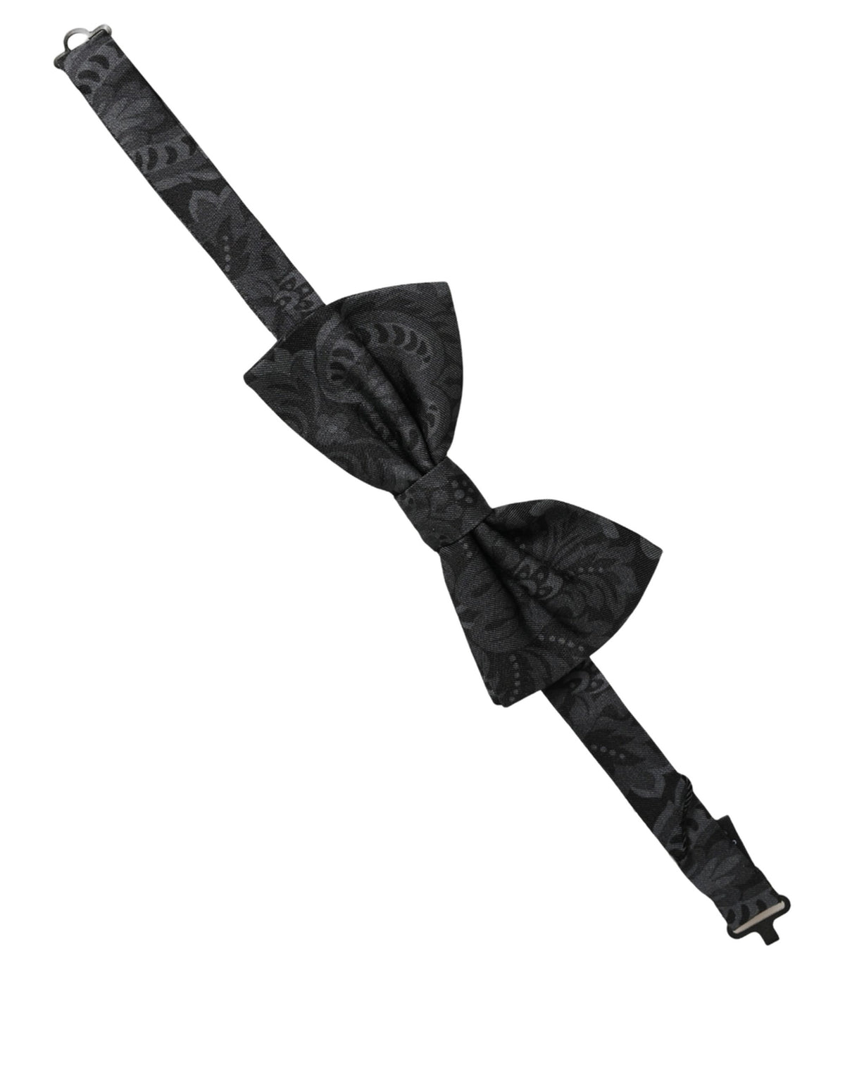 Dolce & Gabbana Homme Papillon Ajustable en Soie Noire à Motif Paisley