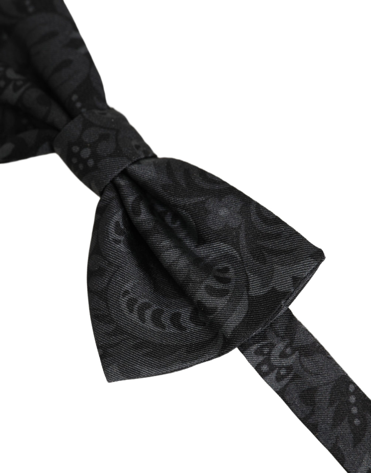 Dolce & Gabbana Homme Papillon Ajustable en Soie Noire à Motif Paisley