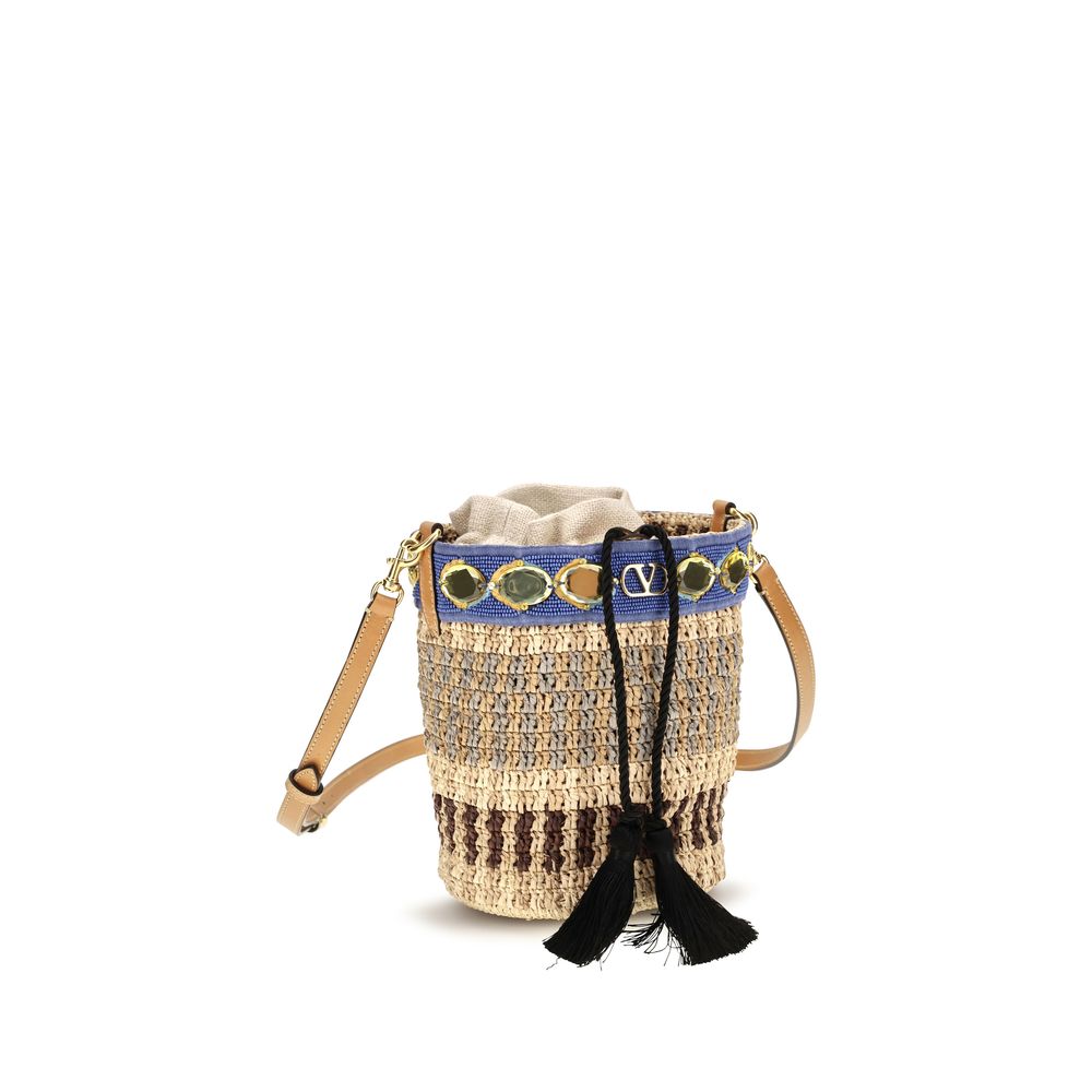 Sac à dos Valentino Garavani en raphia beige