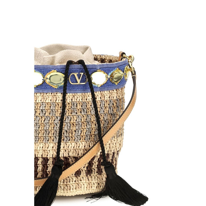 Sac à dos Valentino Garavani en raphia beige