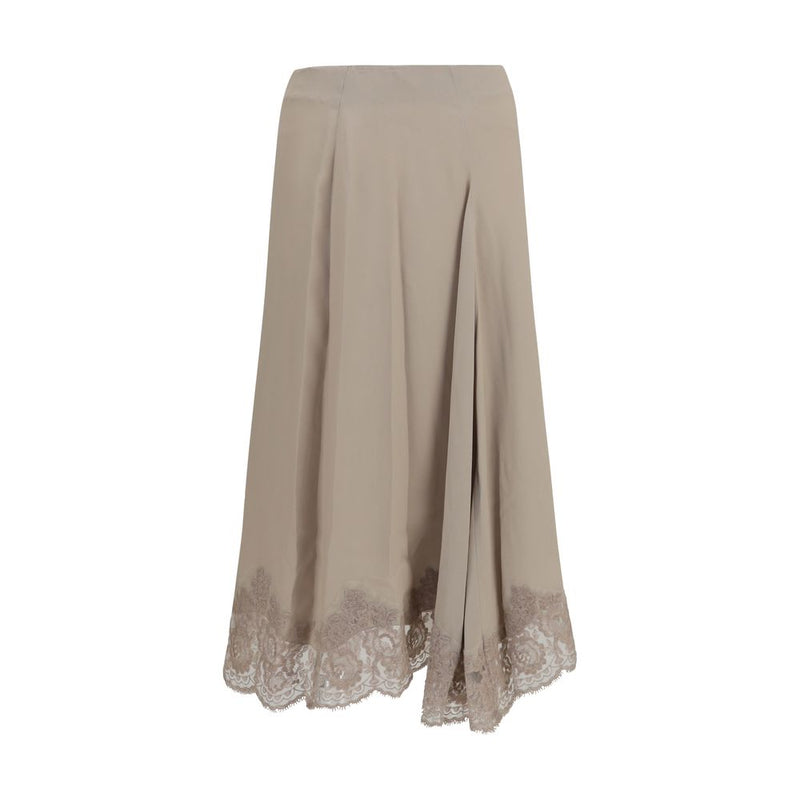 P.A.R.O.S.H. Jupe Midi Beige en Acétate