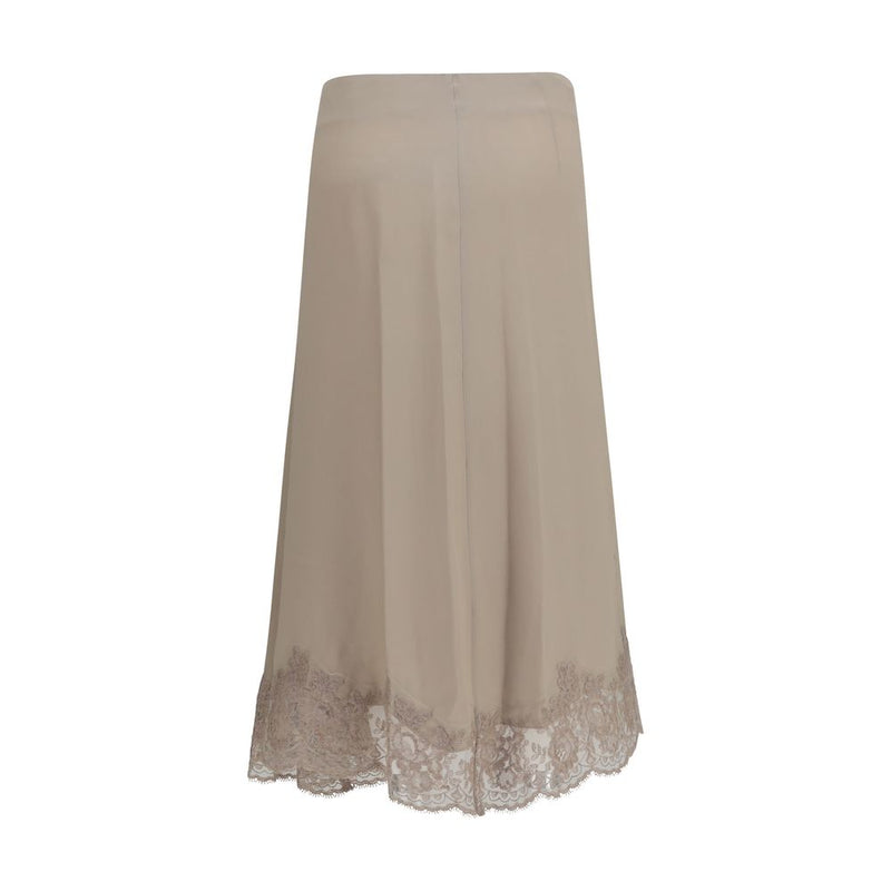 P.A.R.O.S.H. Jupe Midi Beige en Acétate