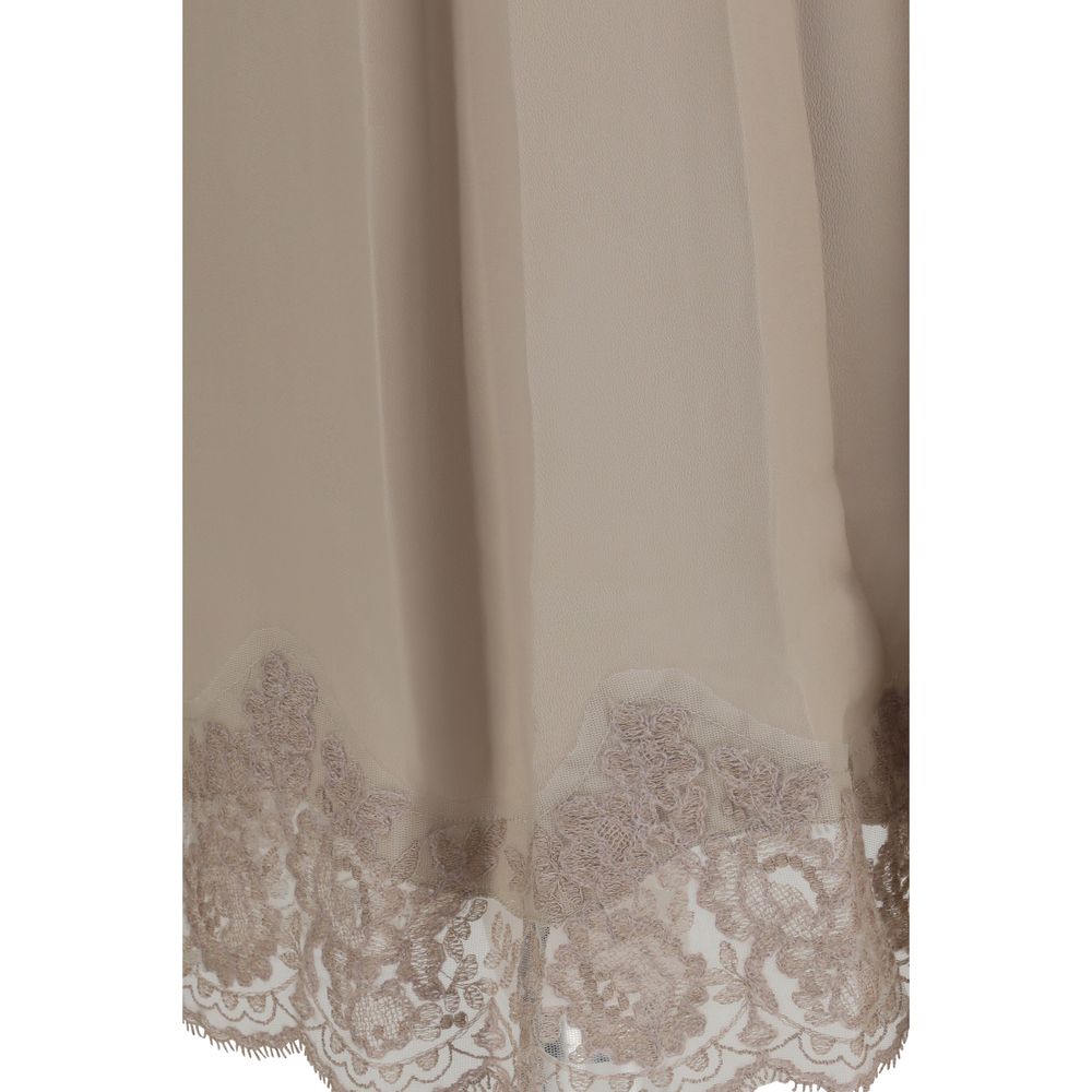 P.A.R.O.S.H. Jupe Midi Beige en Acétate