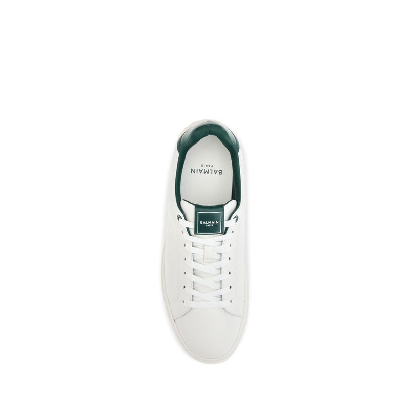 Balmain White Calf Leather Bos Taurus Sneakers