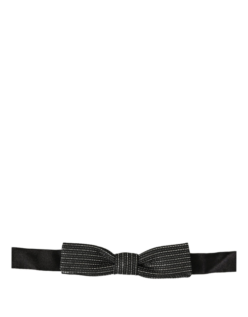 Nœud Papillon Réglable Dolce & Gabbana pour Homme Noir Argenté Côtes