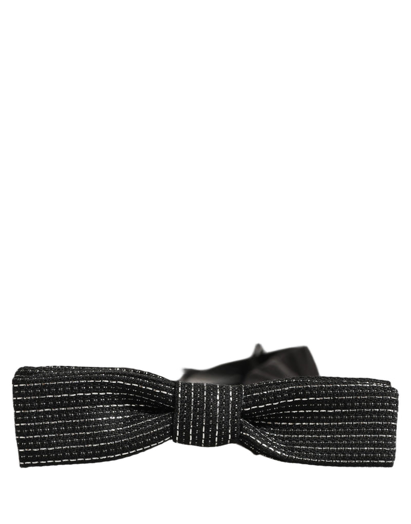 Nœud Papillon Réglable Dolce & Gabbana pour Homme Noir Argenté Côtes