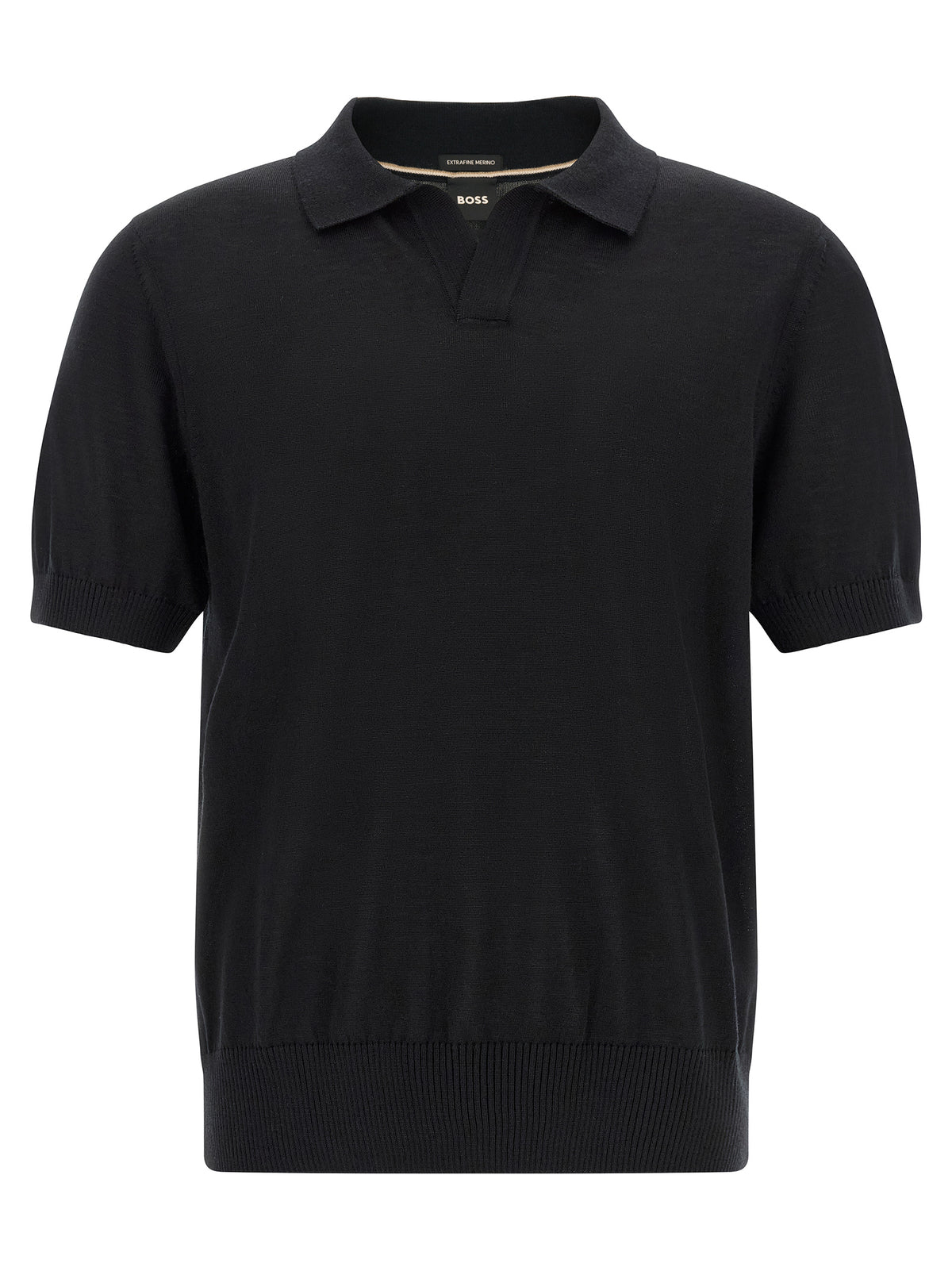 Polo en Laine Vierge Noir Hugo Boss