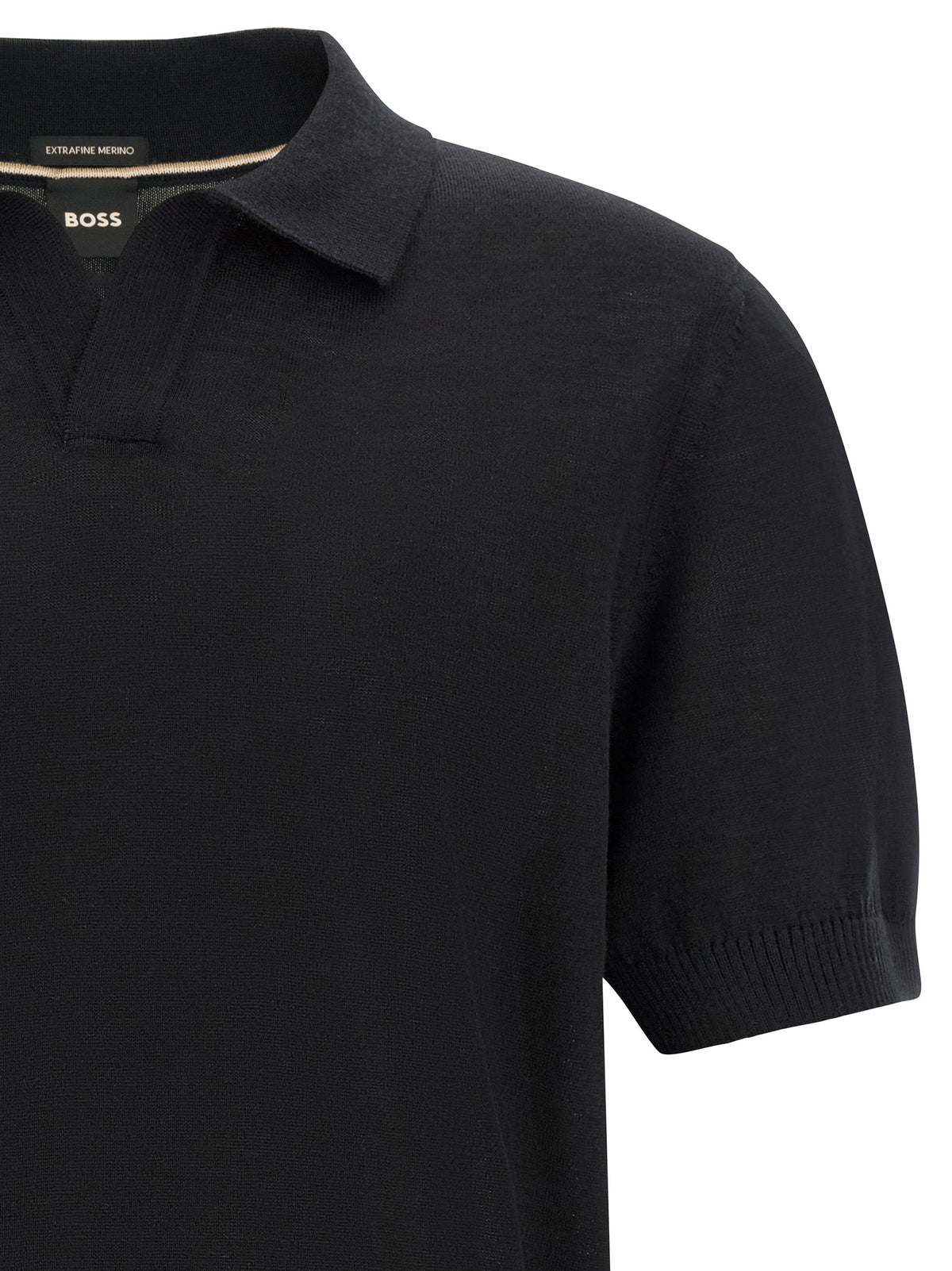 Polo en Laine Vierge Noir Hugo Boss
