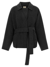 Veste longue en laine grise Khaite