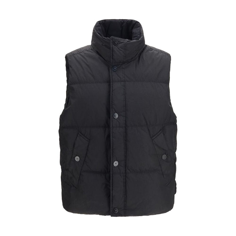 Doudoune sans manches noire Stone Island en duvet d'oie
