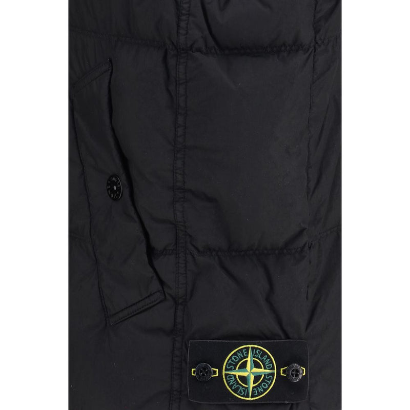 Doudoune sans manches noire Stone Island en duvet d'oie