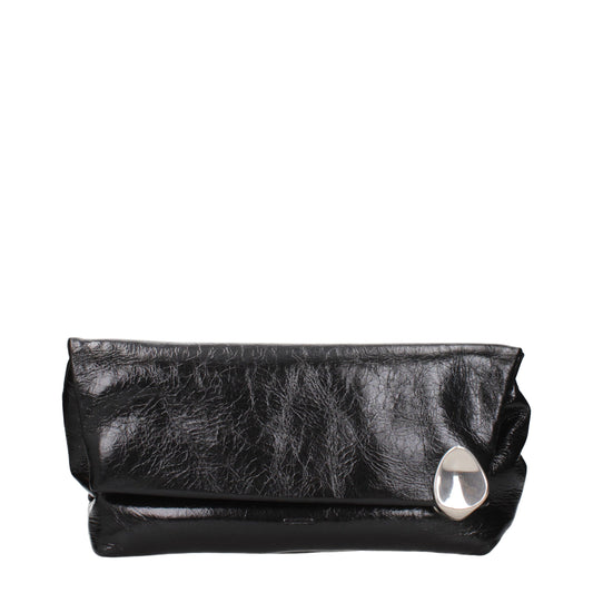 Pochette en Cuir Noir Jil Sander