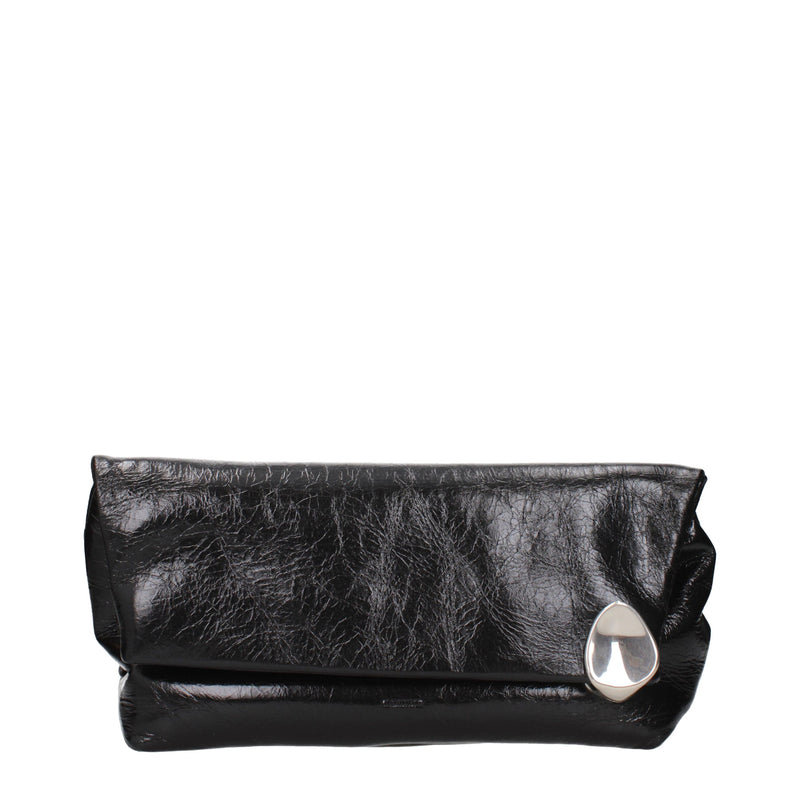 Pochette en Cuir Noir Jil Sander
