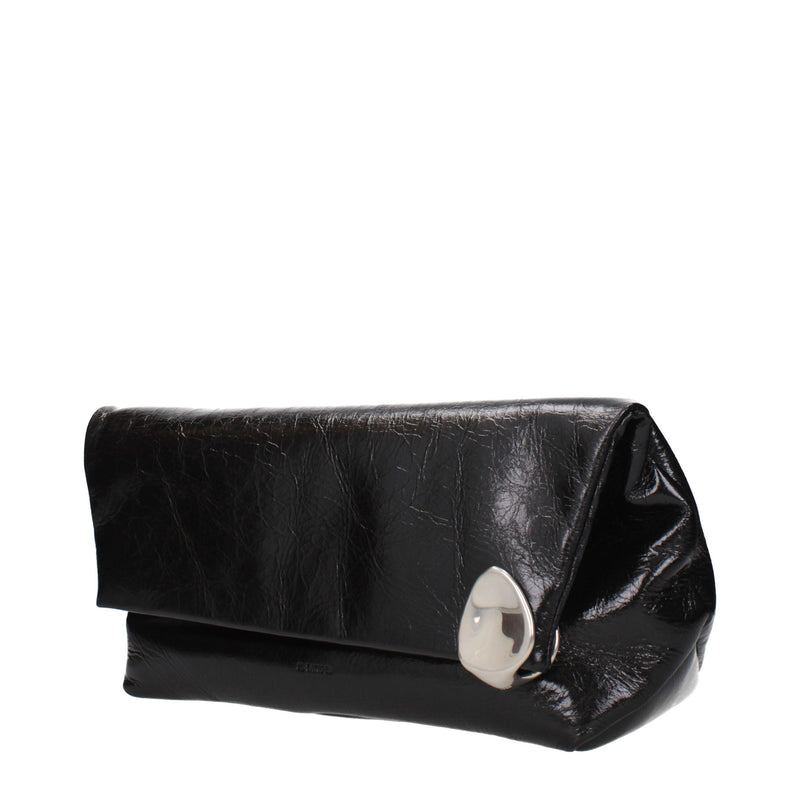 Pochette en Cuir Noir Jil Sander