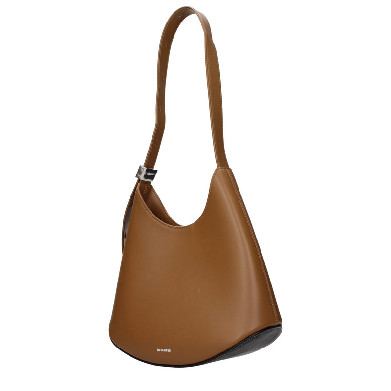 Sac porté épaule Jil Sander en cuir marron