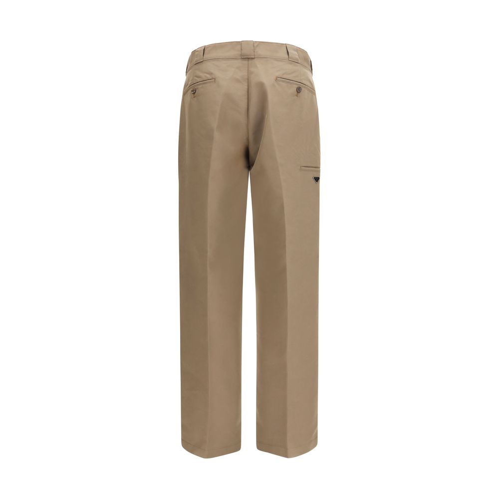 Pantalon décontracté Prada en coton marron